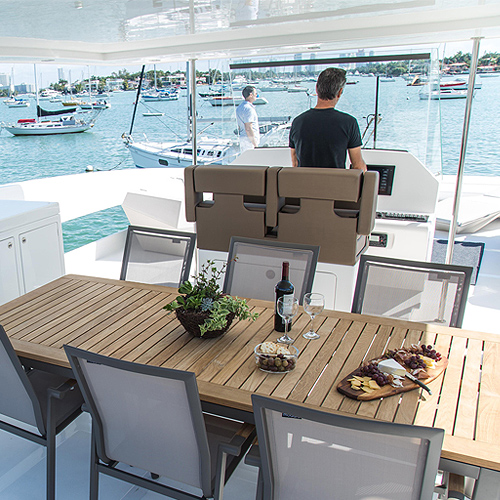 Photo of a dining table on a boat