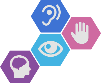 Ear, Eye, Hand, and Brain Accessibility icons